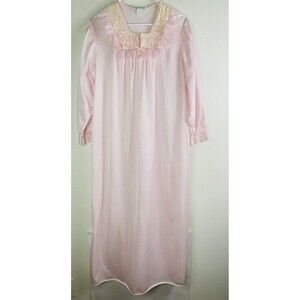 Vintage Nightgown Large Stardust Tradwife Pink Grannycore Lace Coquette USA